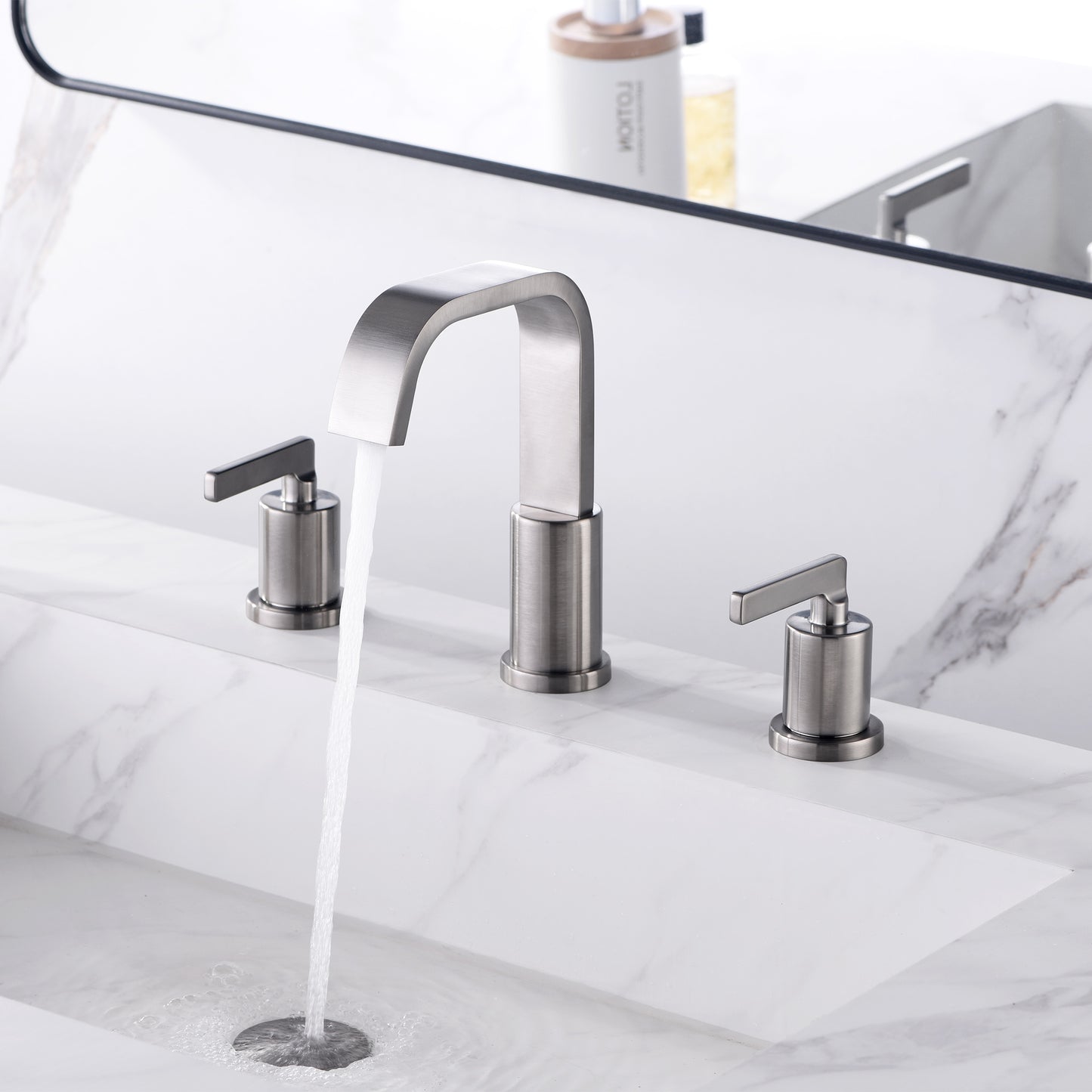 WSP04-TB Contemporary 8 in. Widespread 2-Handle Bathroom Faucet in Brushed Nickel