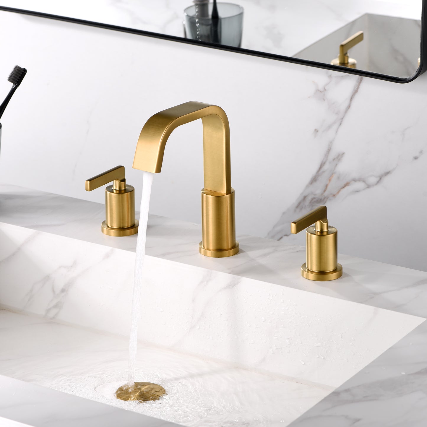 WSP04-TG Contemporary 8 in. Widespread 2-Handle Bathroom Faucet in Brushed Gold