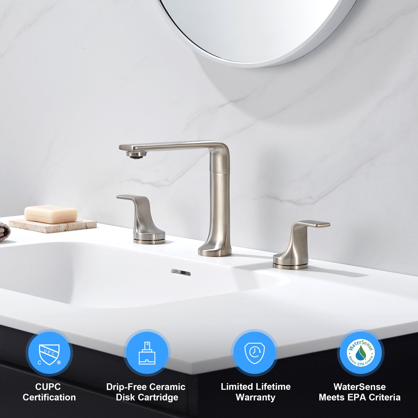 Varen WSP15-TB 8 in. Widespread 2-Handle Bathroom Faucet in Brushed Nickel