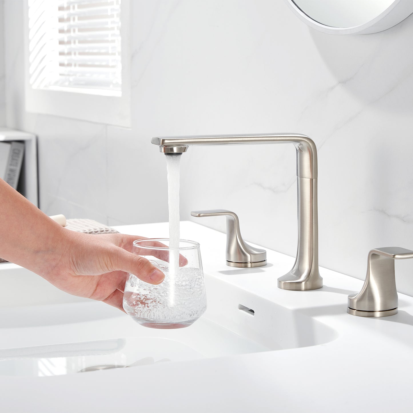 Varen WSP15-TB 8 in. Widespread 2-Handle Bathroom Faucet in Brushed Nickel