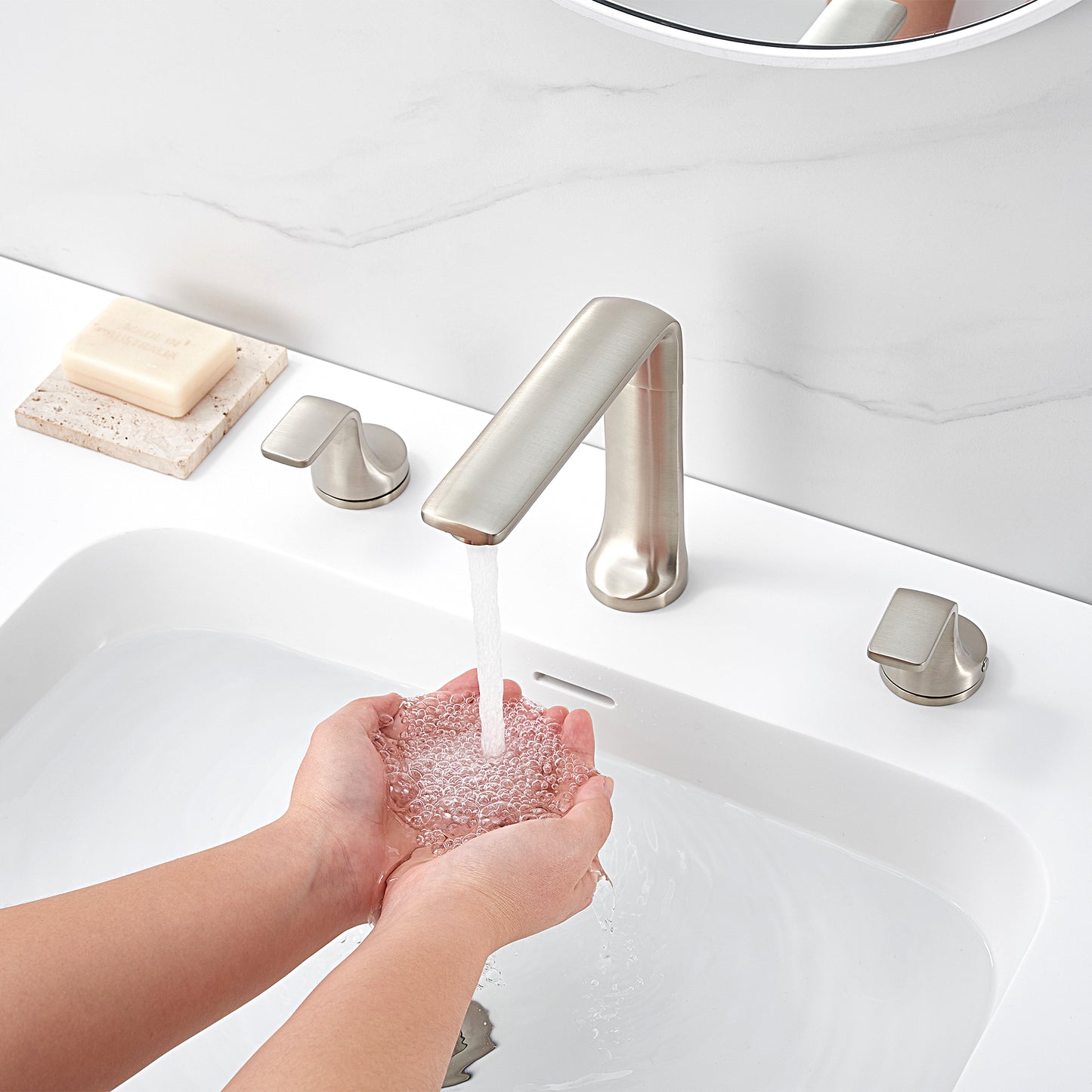 Varen WSP15-TB 8 in. Widespread 2-Handle Bathroom Faucet in Brushed Nickel