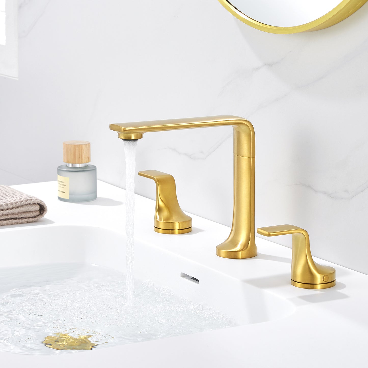 Varen WSP15-TG 8 in. Widespread 2-Handle Bathroom Faucet in Brushed Gold