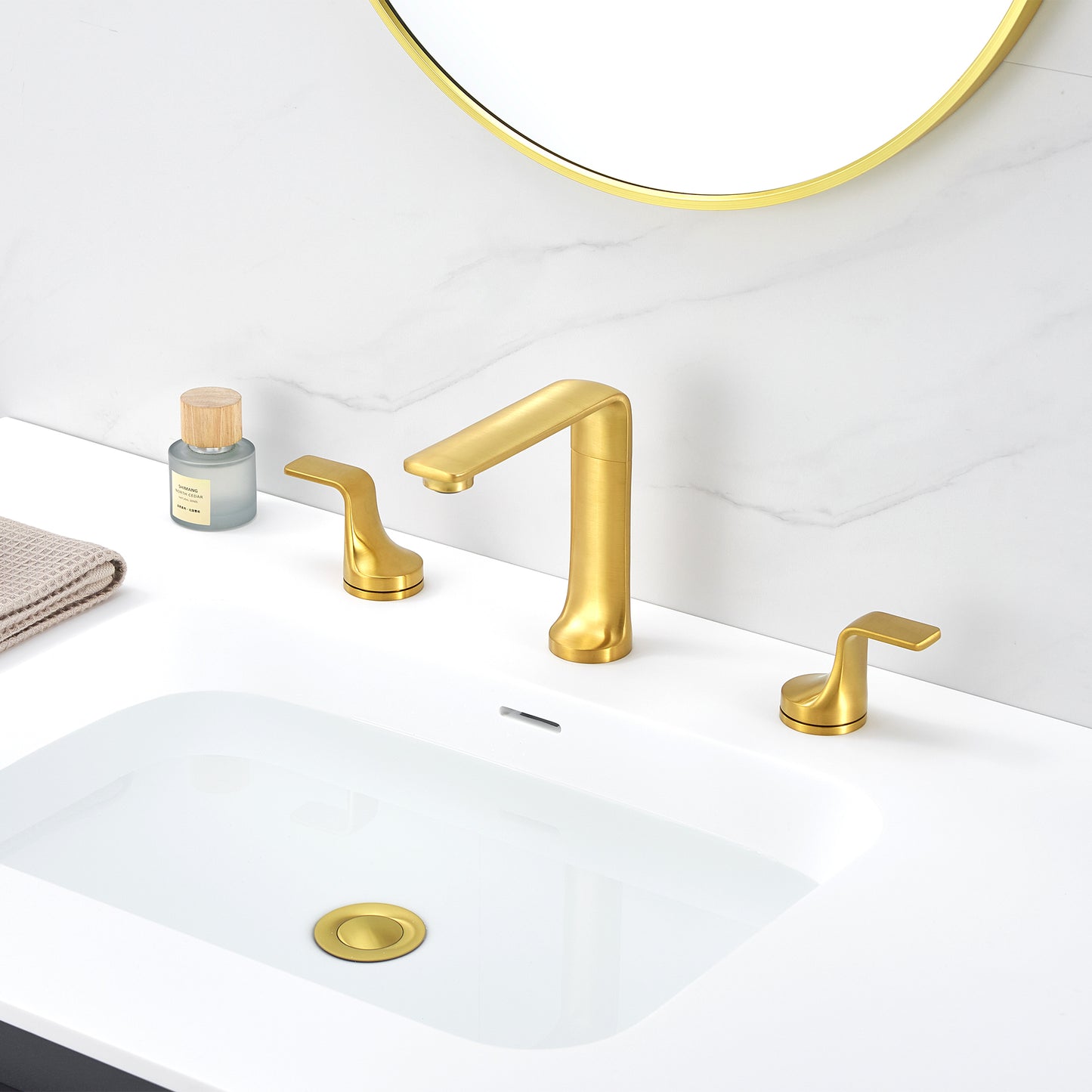 Varen WSP15-TG 8 in. Widespread 2-Handle Bathroom Faucet in Brushed Gold
