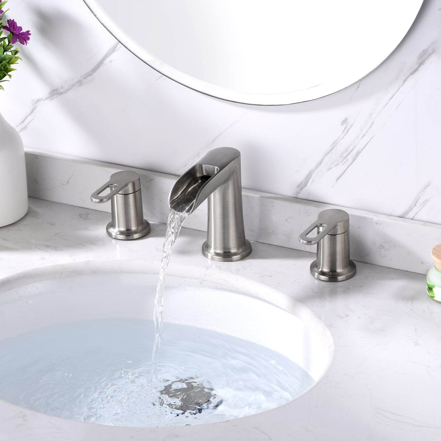 Waterfall WSP16-TB 8 in. Widespread 2-Handle Bathroom Faucet in Brushed Nickel