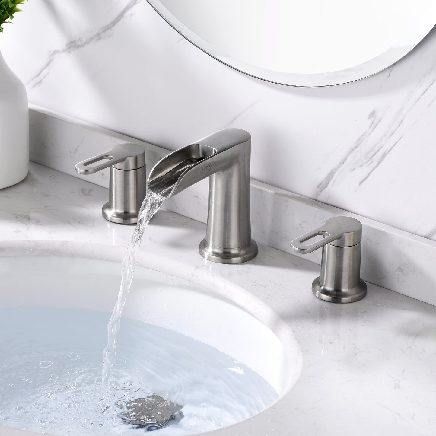 Waterfall WSP16-TB 8 in. Widespread 2-Handle Bathroom Faucet in Brushed Nickel