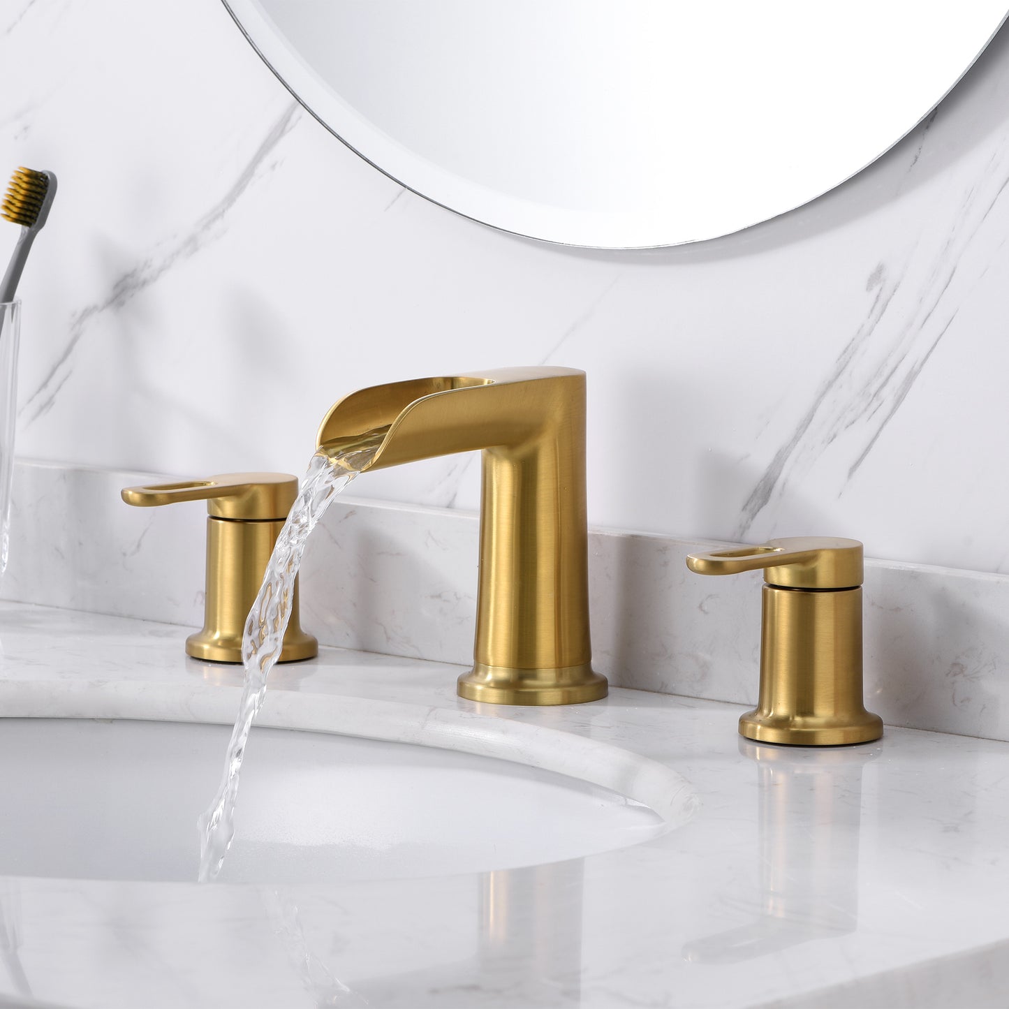 Waterfall WSP16-TG 8 in. Widespread 2-Handle Bathroom Faucet in Brushed Gold