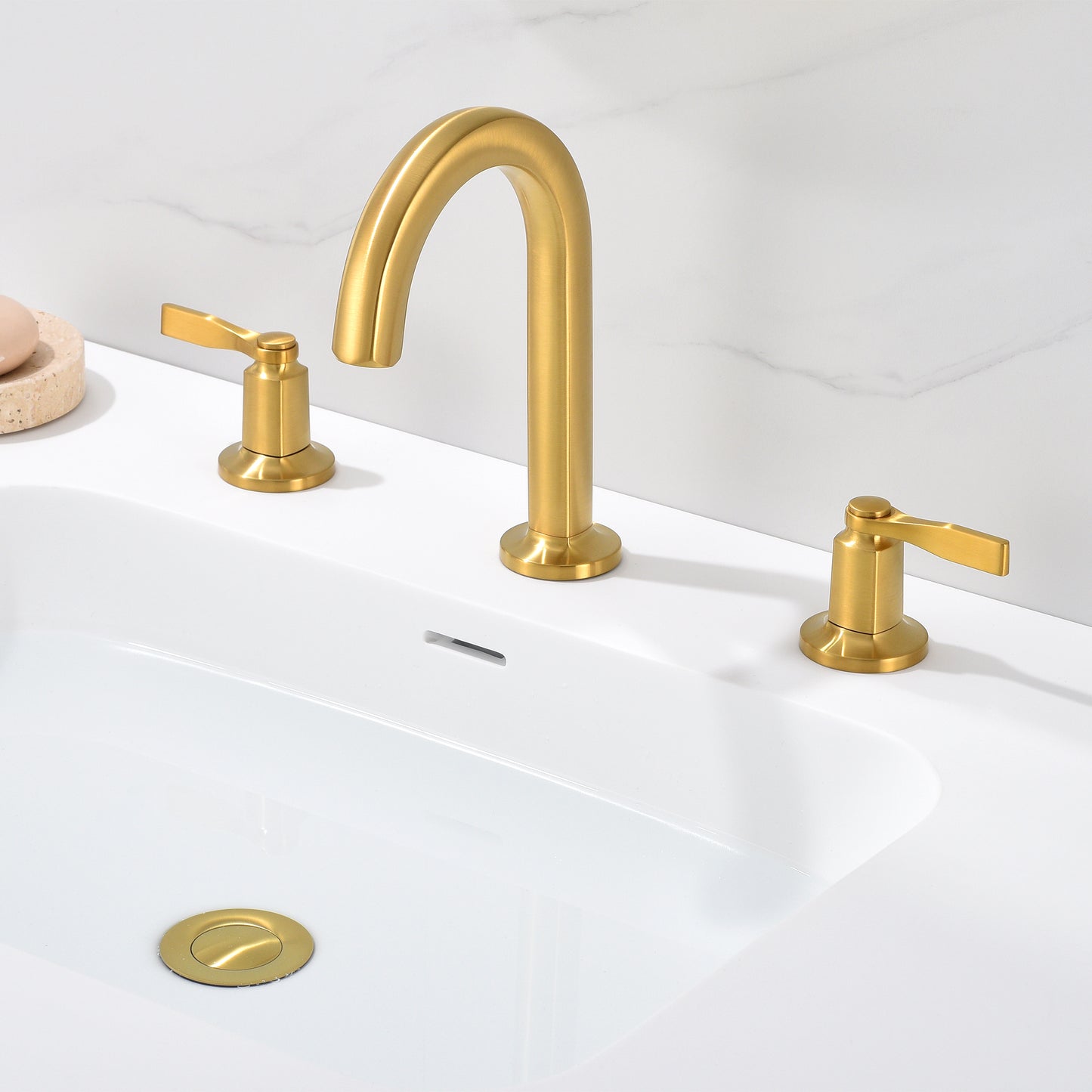 Larko WSP18-TG 8 in. Widespread 2-Handle Bathroom Faucet in Brushed Gold