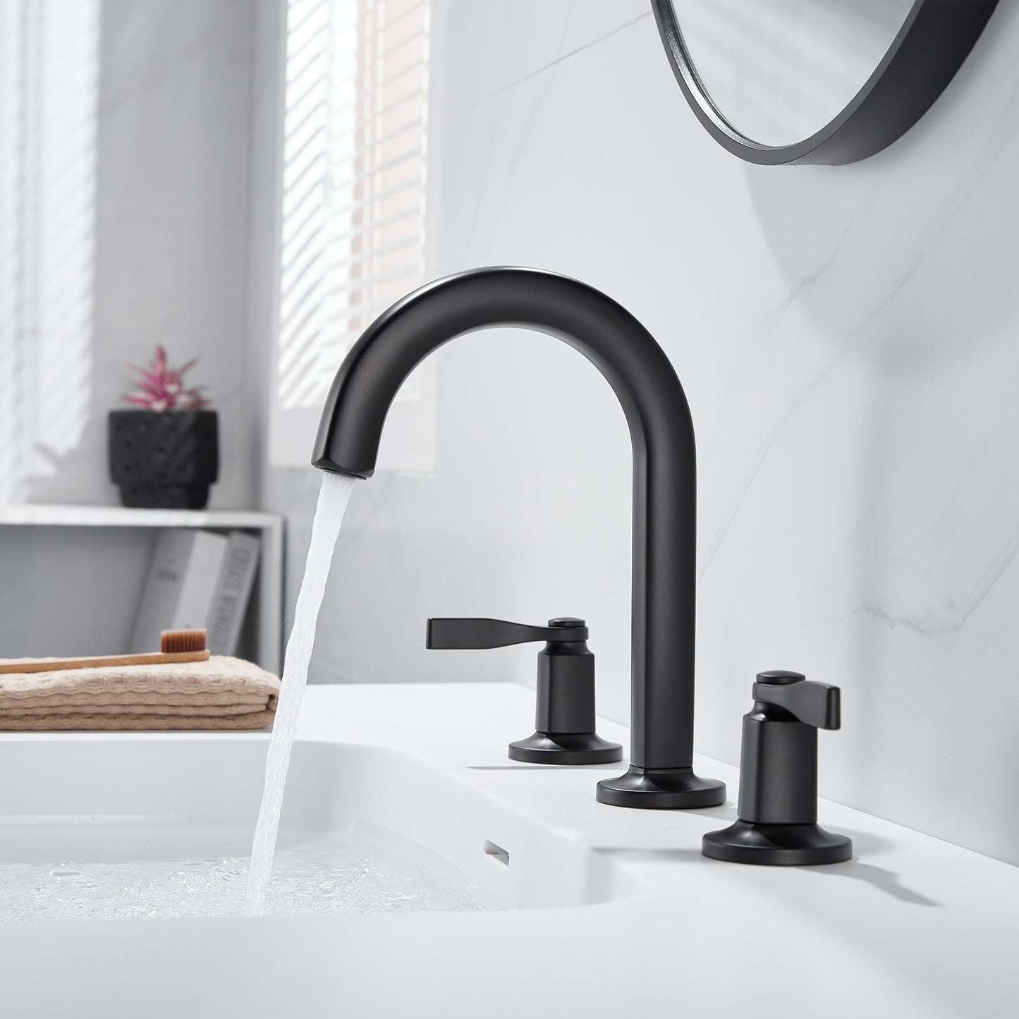 Larko WSP18-TM 8 in. Widespread 2-Handle Bathroom Faucet in Matte Black