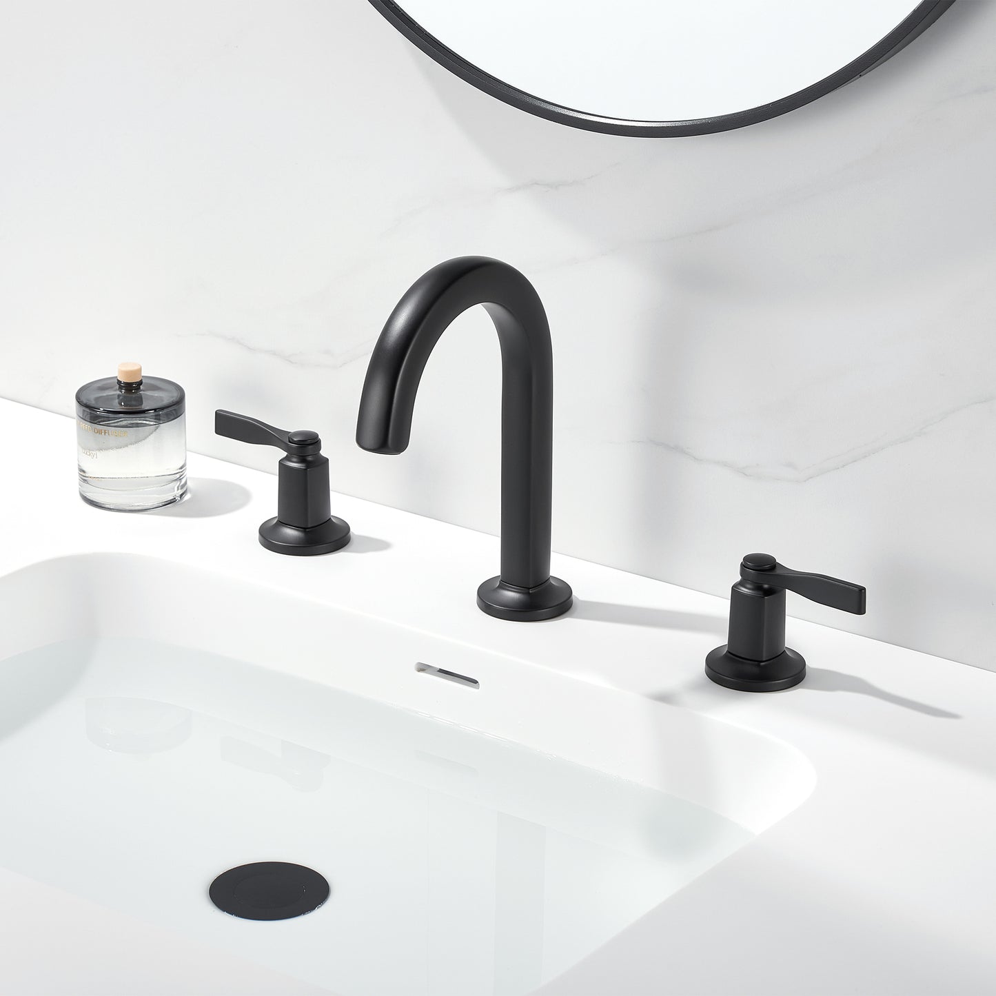 Larko WSP18-TM 8 in. Widespread 2-Handle Bathroom Faucet in Matte Black