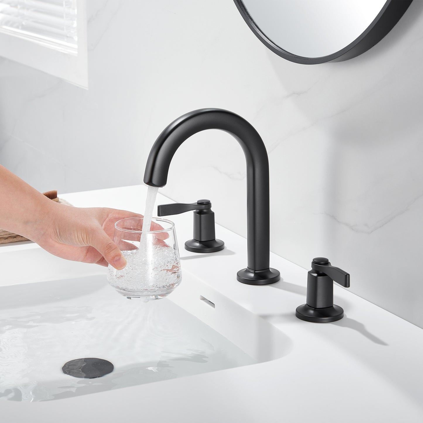 Larko WSP18-TM 8 in. Widespread 2-Handle Bathroom Faucet in Matte Black