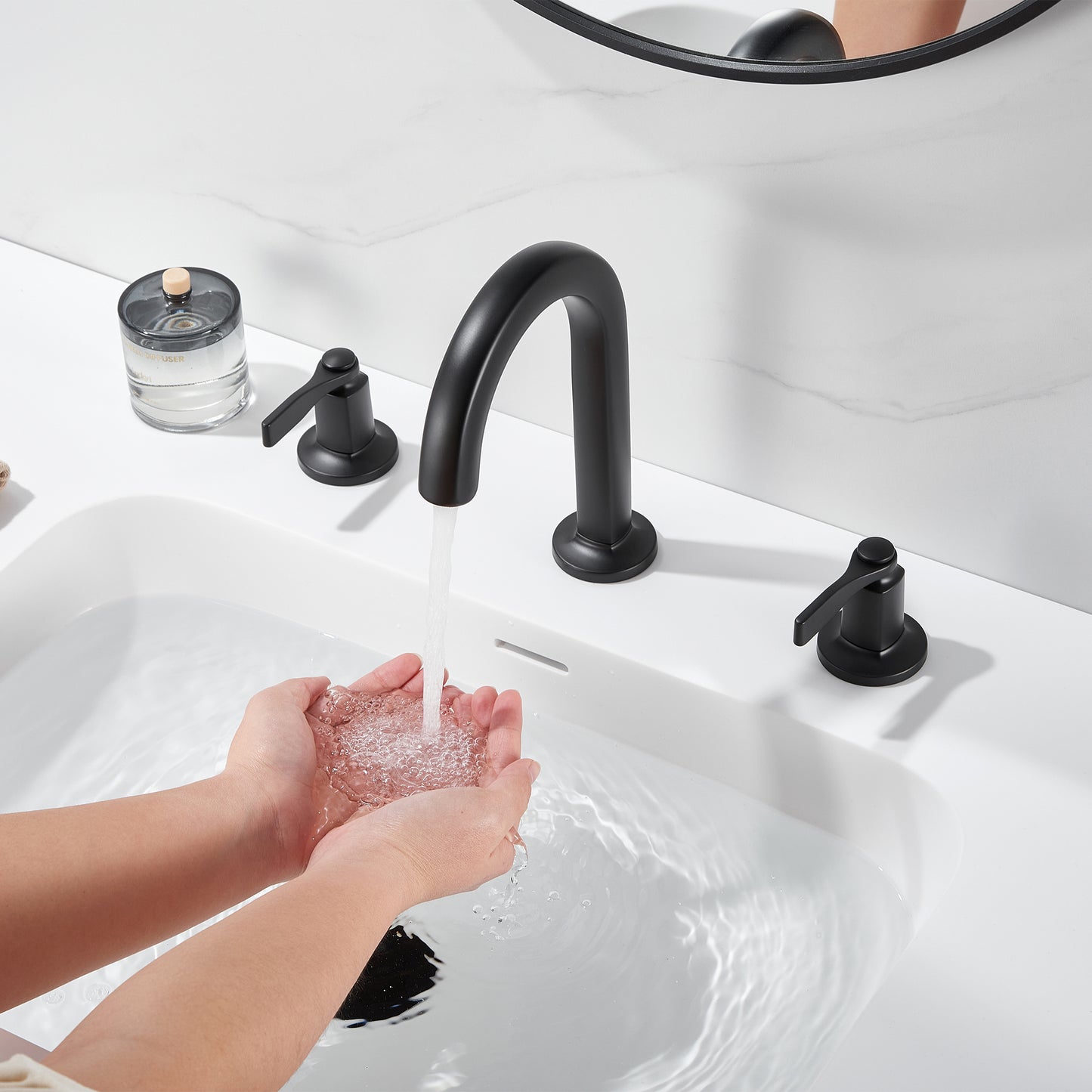 Larko WSP18-TM 8 in. Widespread 2-Handle Bathroom Faucet in Matte Black
