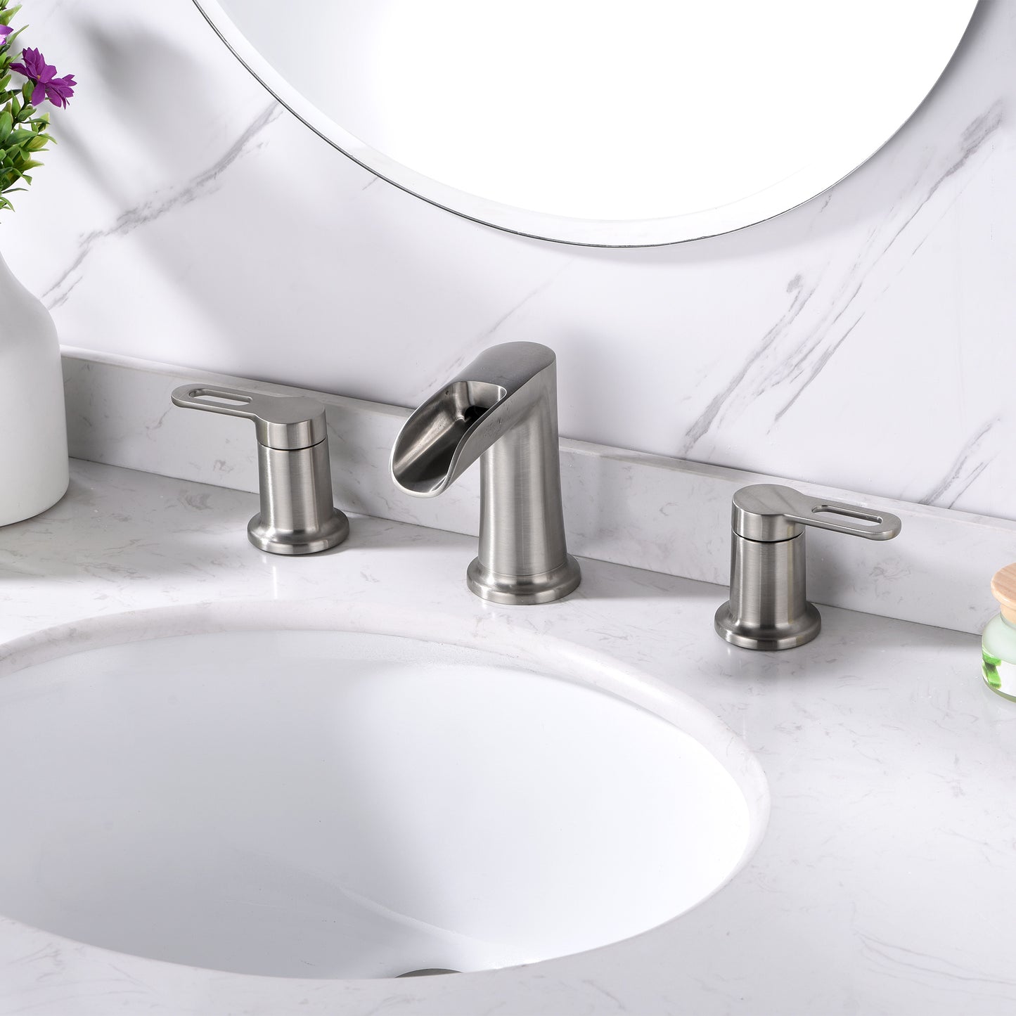 VividFall WSP26-TB 8 in. Widespread 2-Handle Bathroom Faucet in Brushed Nickel