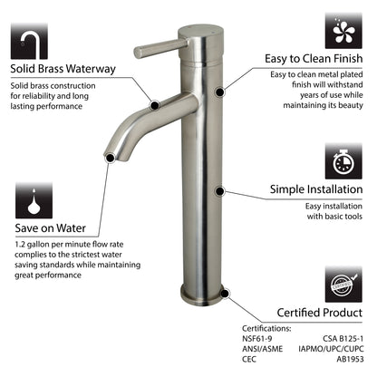Raphral BSH03-TM Single Hole Single-Handle Vessel Bathroom Faucet with Drain in Matte Black