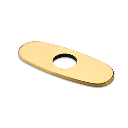DKPL-7G 6.25 in. x 2.4 in. x 0.25 in. Brass Bathroom Vessel Vanity Sink Faucet Hole Cover Deck Plate Escutcheon in Brushed Gold