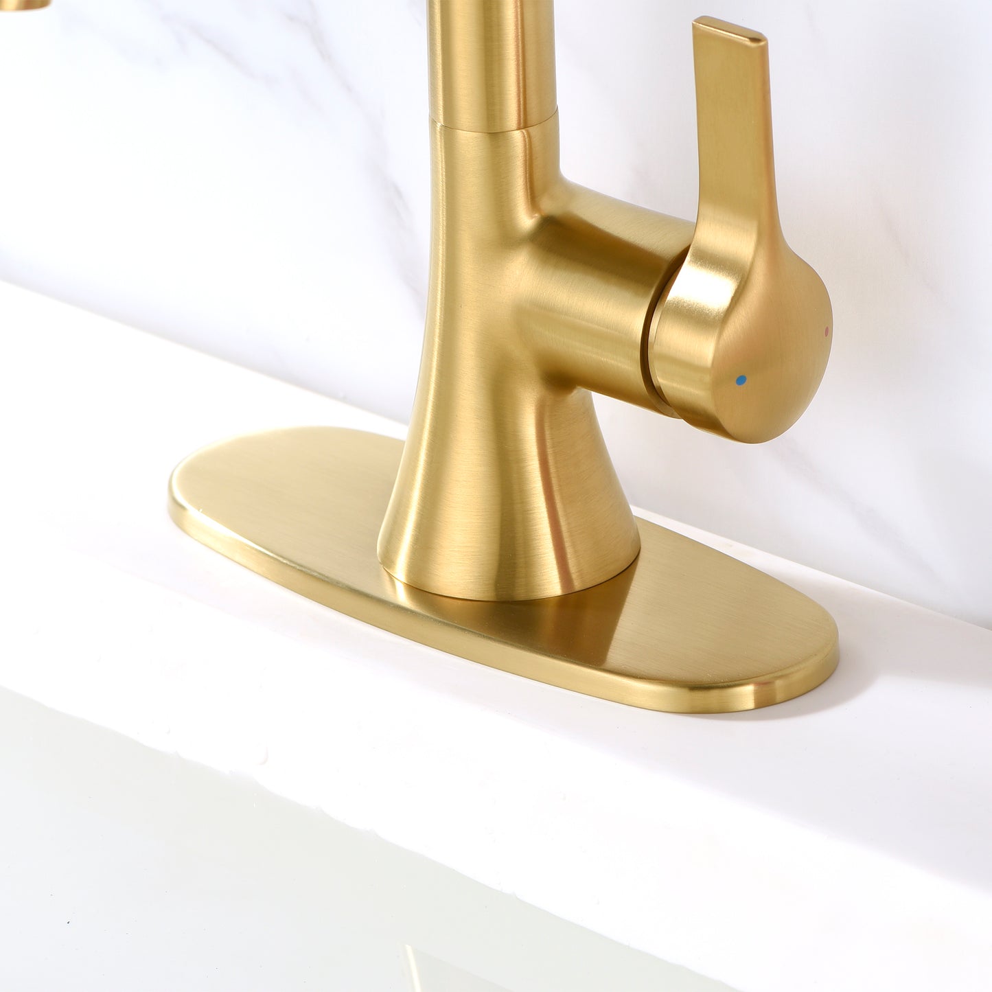 DKPL-7G 6.25 in. x 2.4 in. x 0.25 in. Brass Bathroom Vessel Vanity Sink Faucet Hole Cover Deck Plate Escutcheon in Brushed Gold