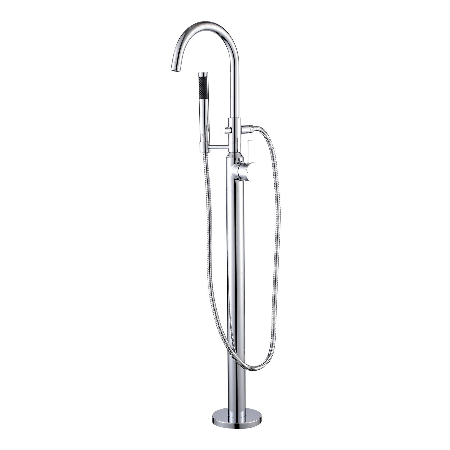 FTF01-TC Modern Freestanding Single-Handle Floor-Mount Roman Tub Faucet Filler with Hand Shower in Chrome