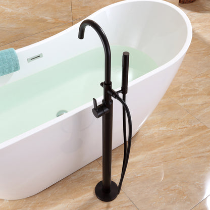 FTF01-TO Modern Freestanding Single-Handle Floor-Mount Roman Tub Faucet Filler with Hand Shower in Oil Rubbed Bronze