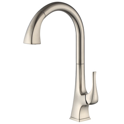 KTS20-TB Single-Handle Pull-Down Sprayer Kitchen Faucet with 2-Function Spray Head 359 in Brushed Nickel