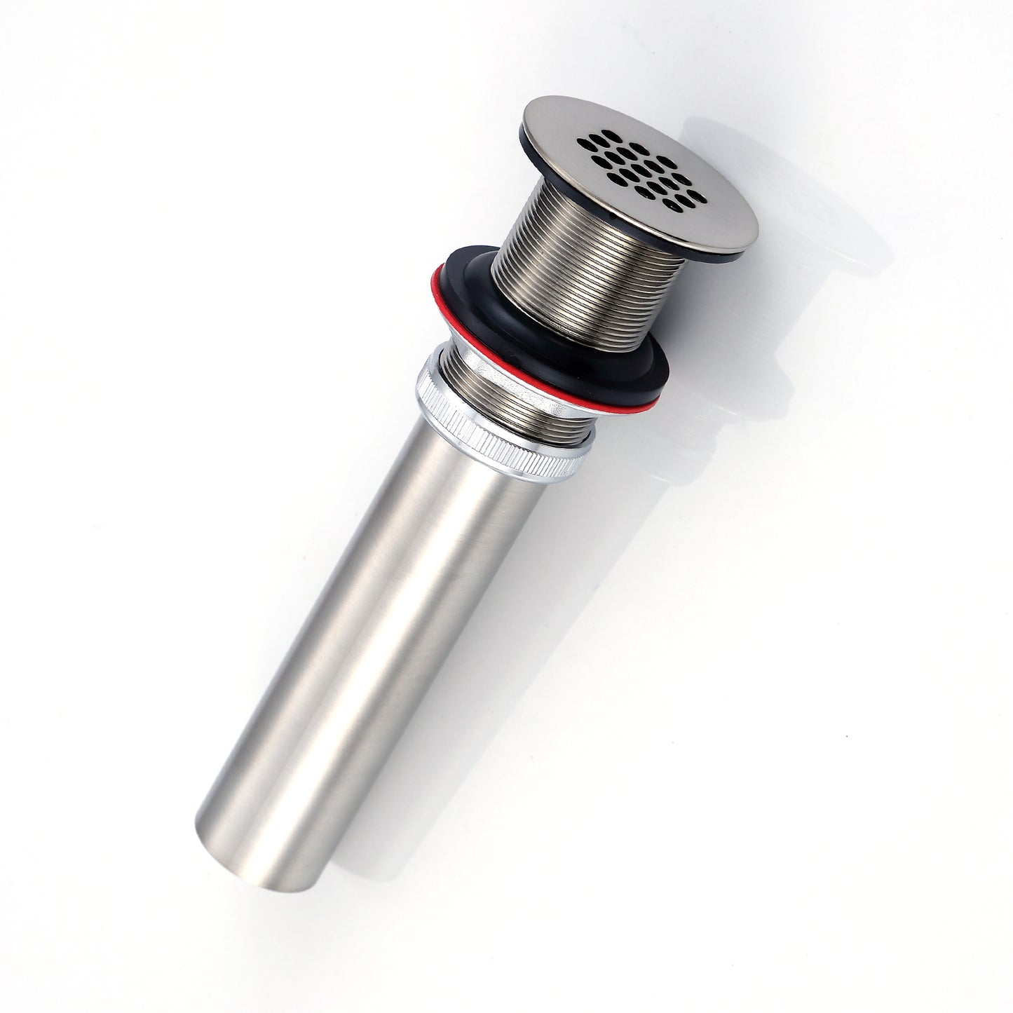 DS05-TB 1-1/2 in. Brass Bathroom and Vessel Sink Grid Drain Stopper Strainer with No Overflow in Brushed Nickel