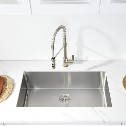 BHS33-18R 33 in. Undermount Single Bowl 18-Gauge Stainless Steel Kitchen Sink with R10 Corner