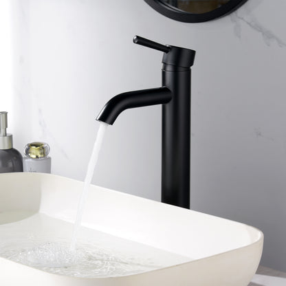 Raphral BSH03-TM Single Hole Single-Handle Vessel Bathroom Faucet with Drain in Matte Black
