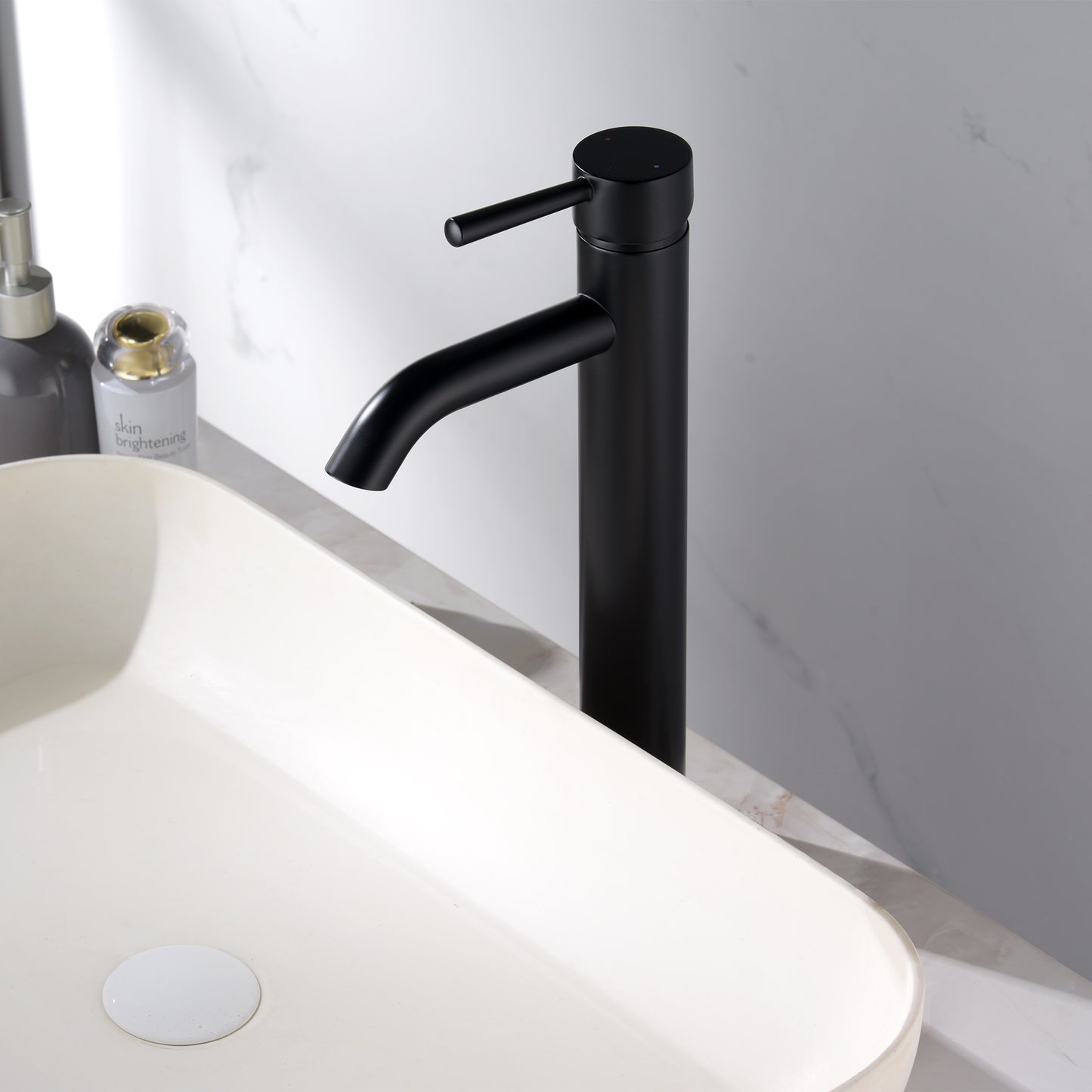 Raphral BSH03-TM Single Hole Single-Handle Vessel Bathroom Faucet with Drain in Matte Black