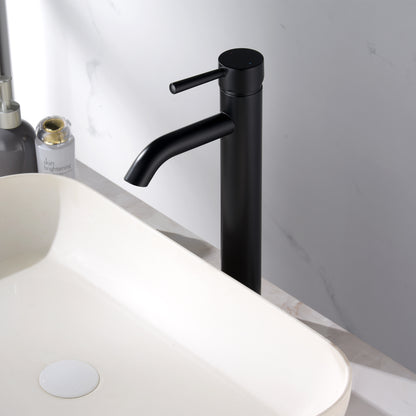 Raphral BSH03-TM Single Hole Single-Handle Vessel Bathroom Faucet with Drain in Matte Black
