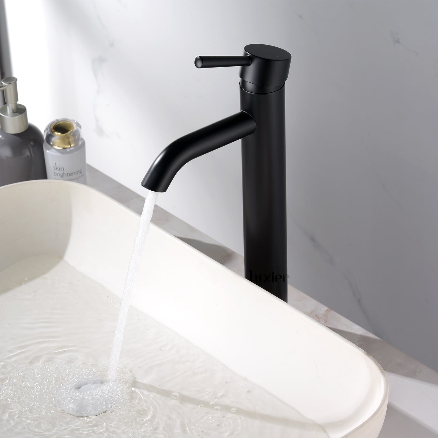 Raphral BSH03-TM Single Hole Single-Handle Vessel Bathroom Faucet with Drain in Matte Black