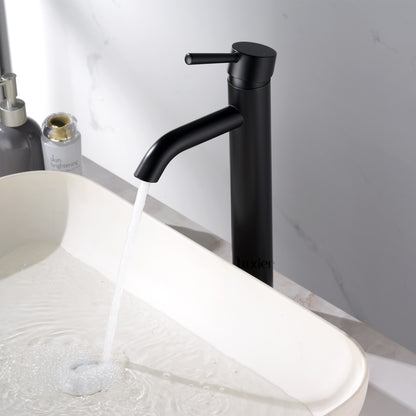 Raphral BSH03-TM Single Hole Single-Handle Vessel Bathroom Faucet with Drain in Matte Black