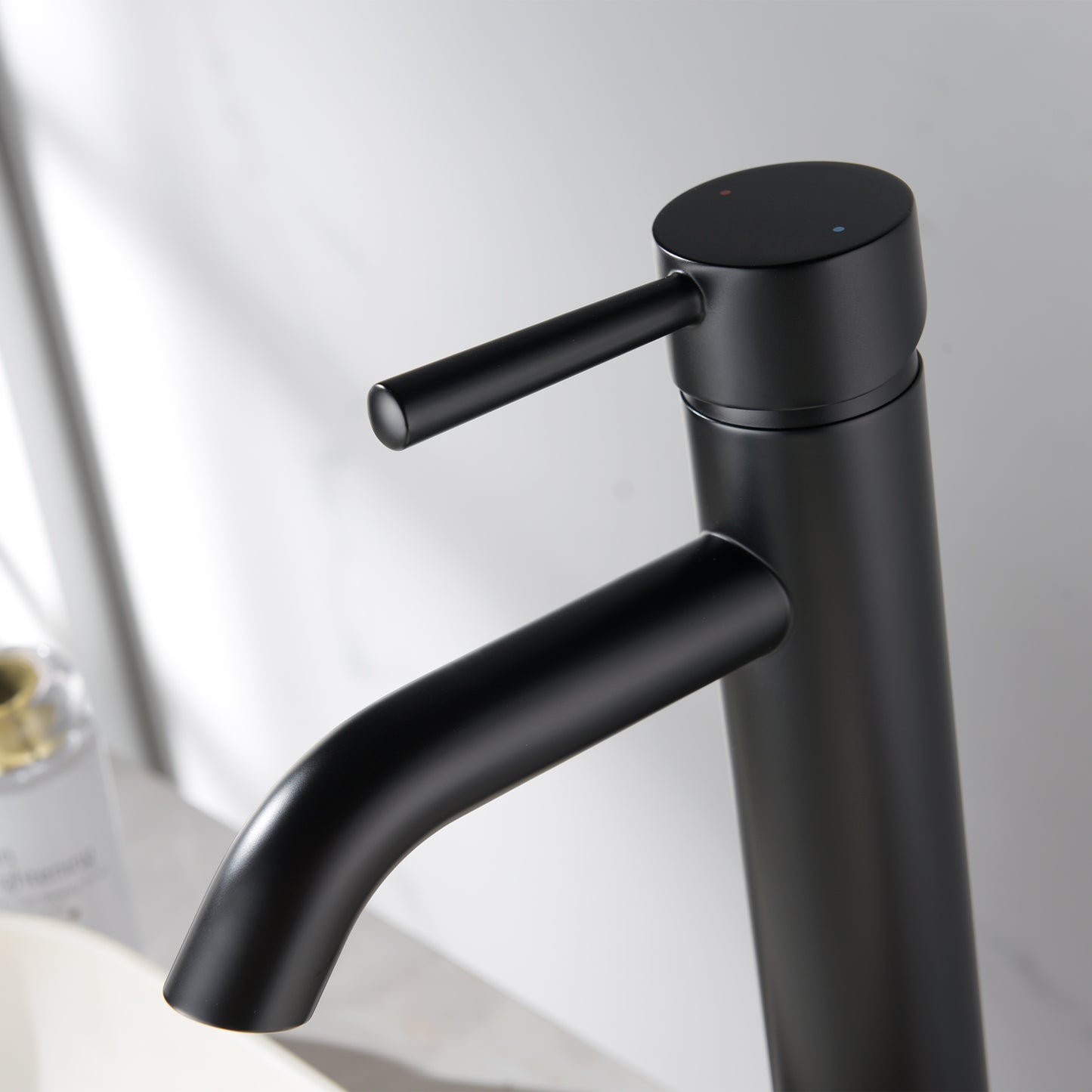 Raphral BSH03-TM Single Hole Single-Handle Vessel Bathroom Faucet with Drain in Matte Black