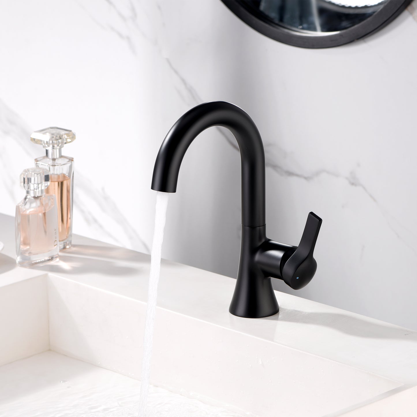 Reesley BSH11-SM Single Hole Single-Handle Bathroom Faucet with drain in Matte Black
