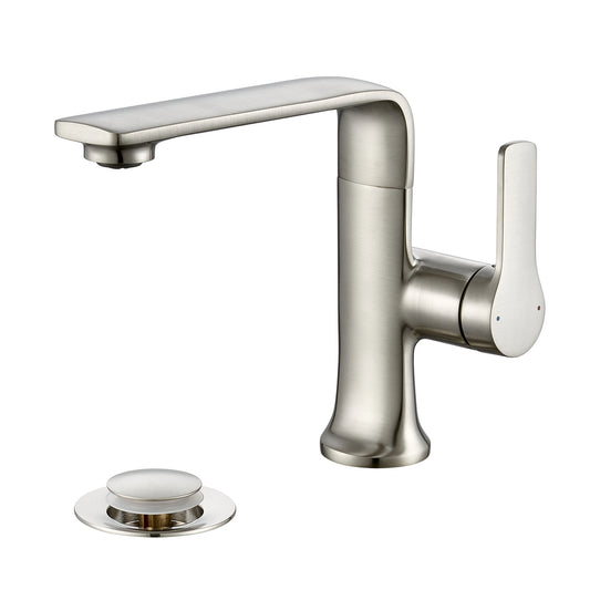 Varen BSH15-SB Single Hole Single-Handle Bathroom Faucet with drain in Brushed Nickel