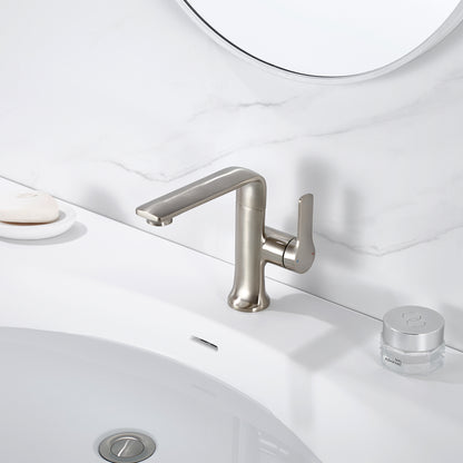 Varen BSH15-SB Single Hole Single-Handle Bathroom Faucet with drain in Brushed Nickel