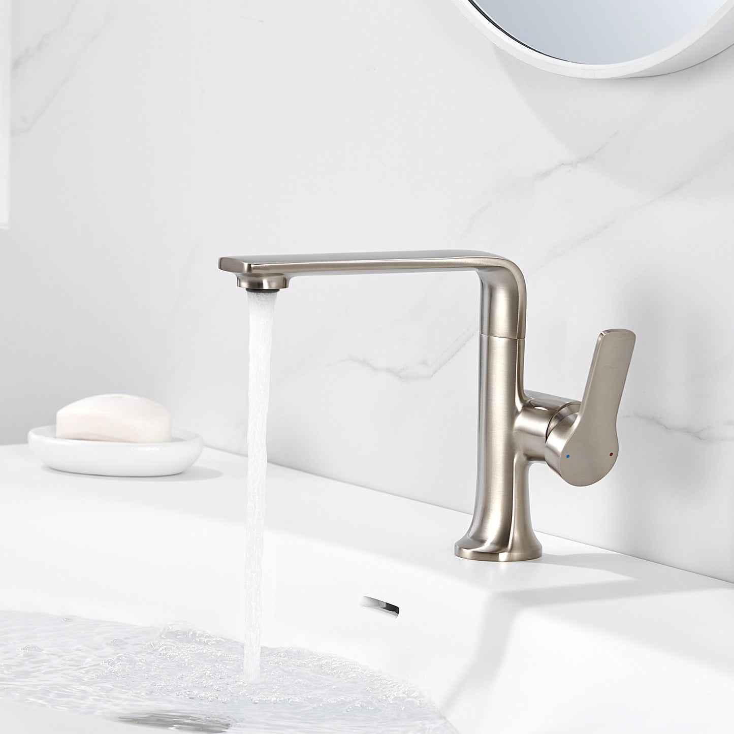 Varen BSH15-SB Single Hole Single-Handle Bathroom Faucet with drain in Brushed Nickel