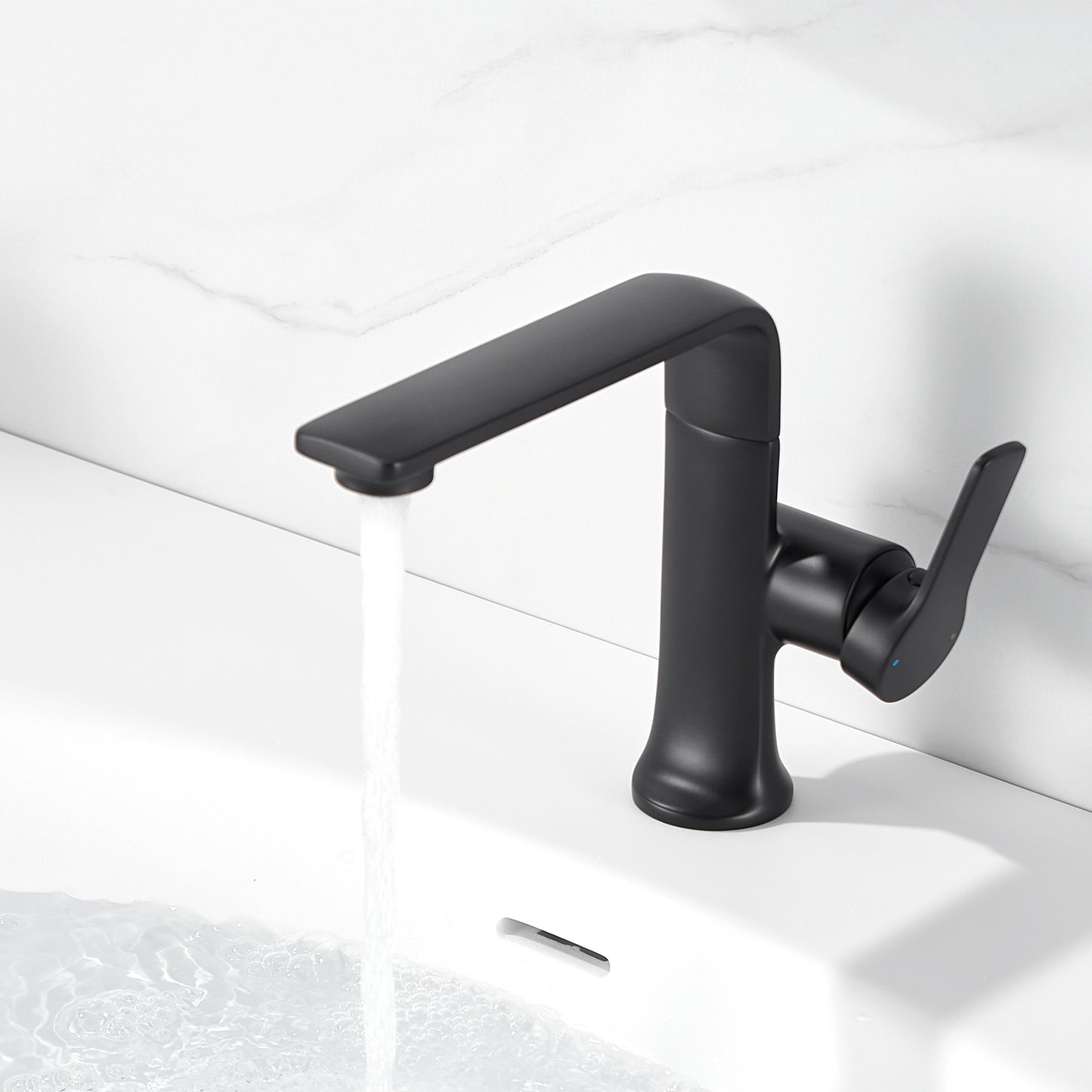 Varen BSH15-SM Single Hole Single-Handle Bathroom Faucet with drain in Matte Black