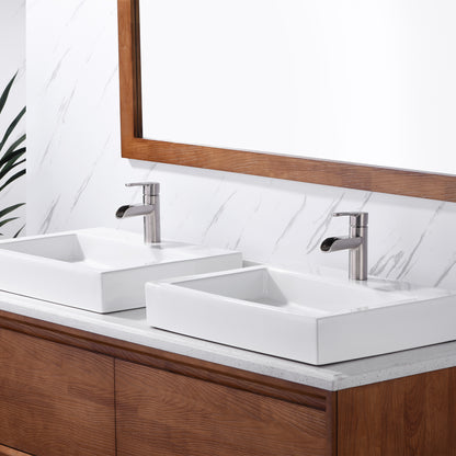 VividFall BSH16-SB Waterfall Single Hole Single Handle Bathroom Vessel Sink Faucet with Drain in Brushed Nickel