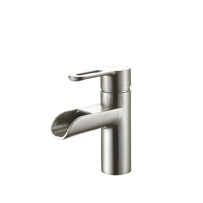VividFall BSH16-SB Waterfall Single Hole Single Handle Bathroom Vessel Sink Faucet with Drain in Brushed Nickel