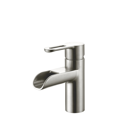 VividFall BSH16-SB Waterfall Single Hole Single Handle Bathroom Vessel Sink Faucet with Drain in Brushed Nickel