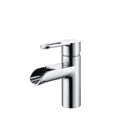 VividFall BSH16-SC Waterfall Single Hole Single Handle Bathroom Vessel Sink Faucet with Drain in Chrome
