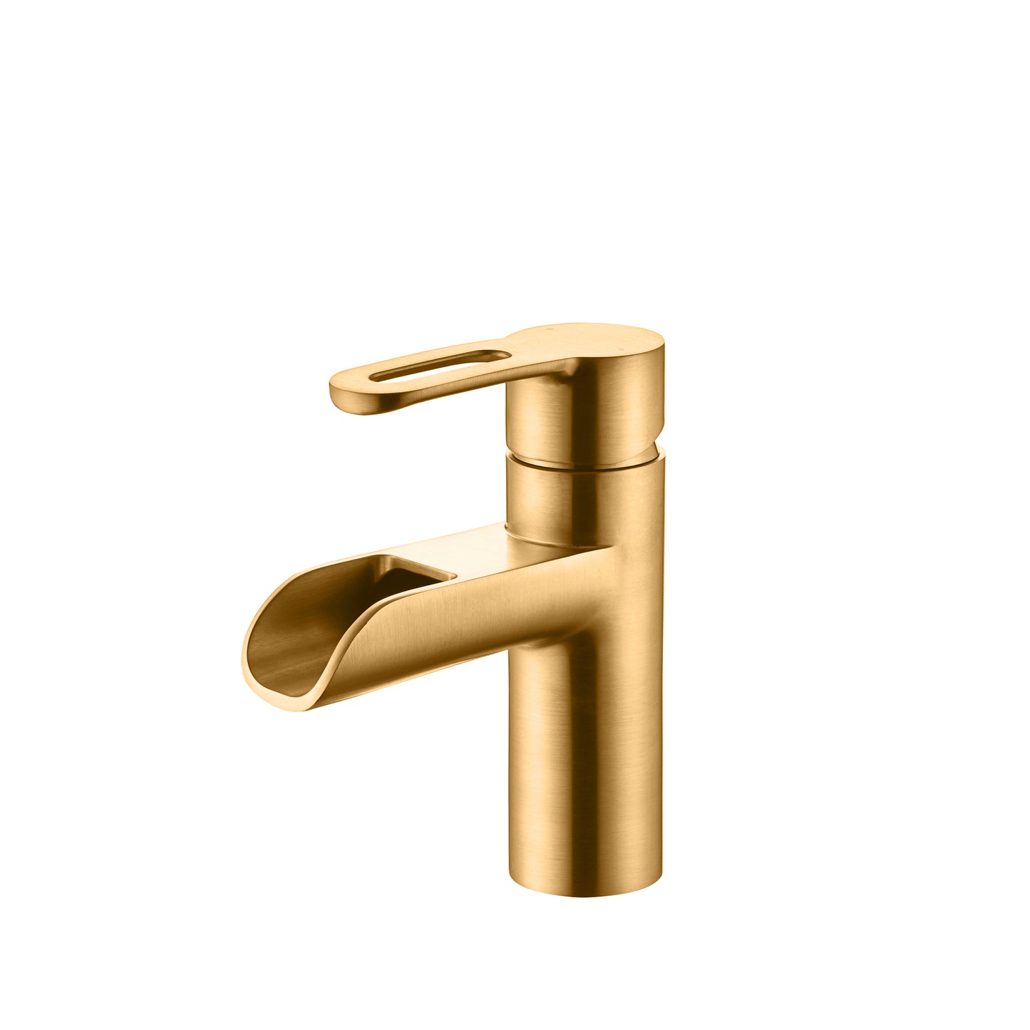 VividFall BSH16-SG Waterfall Single Hole Single Handle Bathroom Vessel Sink Faucet with Drain in Brushed Gold