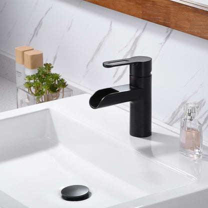 VividFall BSH16-SO Waterfall Single Hole Single Handle Bathroom Vessel Sink Faucet with Drain in Oil Rubbed Bronze