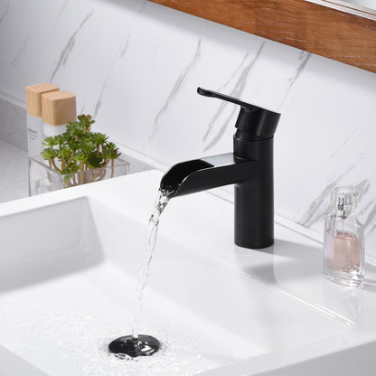 VividFall BSH16-SO Waterfall Single Hole Single Handle Bathroom Vessel Sink Faucet with Drain in Oil Rubbed Bronze