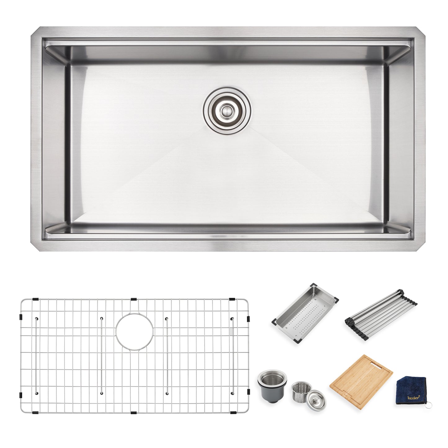 CHS33-16R 33 in. Undermount Single Bowl 16-Gauge Stainless Steel Workstation Kitchen Sink with Accessories