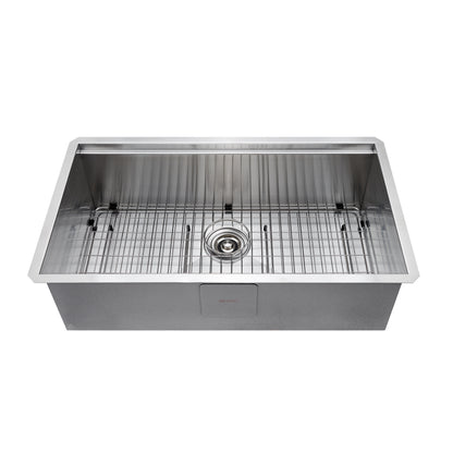 CHS33-18Z 33 in. Undermount Single Bowl 18-Gauge Stainless Steel Workstation Kitchen Sink with Accessories