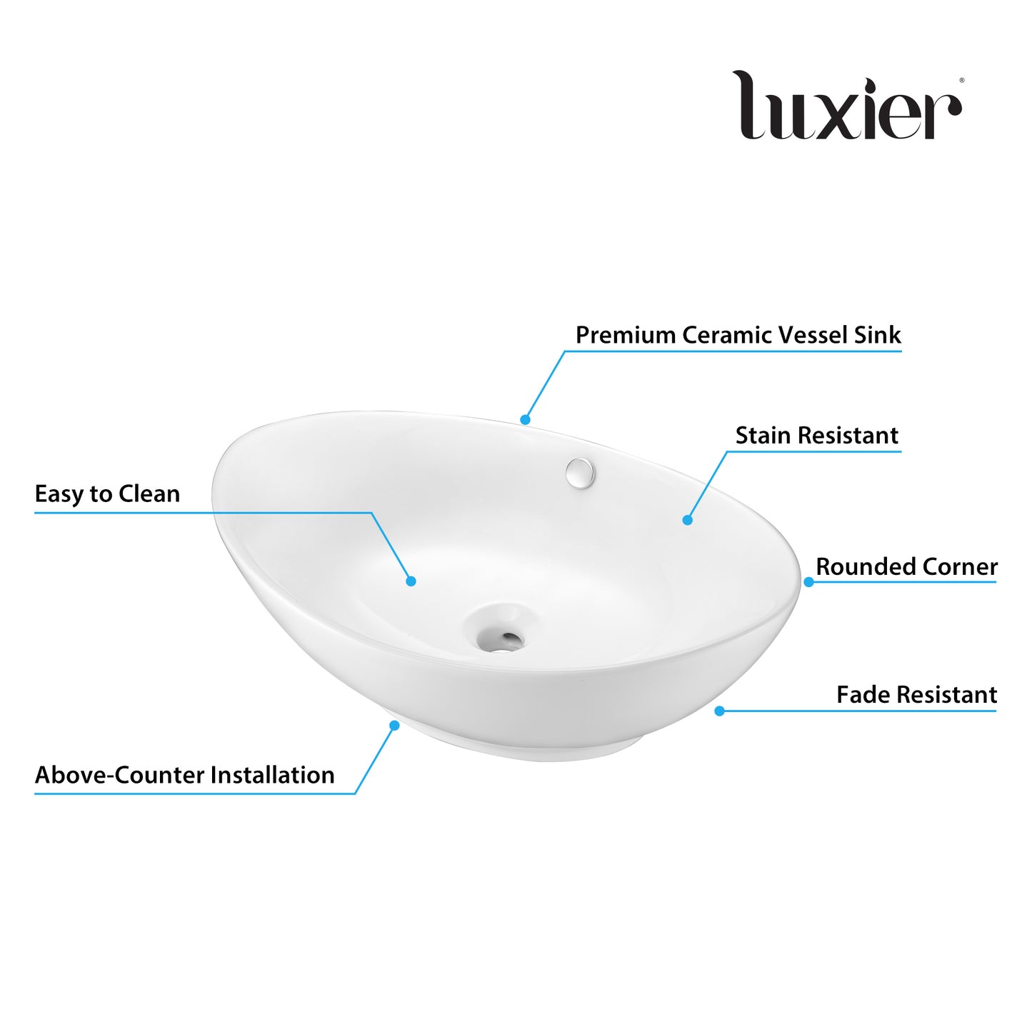 CS-004 Oval Bathroom Ceramic Vessel Sink Art Basin in White