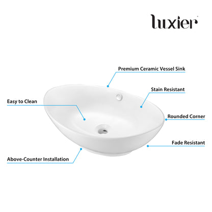 CS-004 Oval Bathroom Ceramic Vessel Sink Art Basin in White