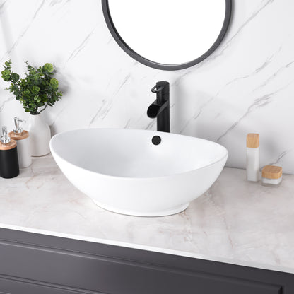 CS-004 Oval Bathroom Ceramic Vessel Sink Art Basin in White