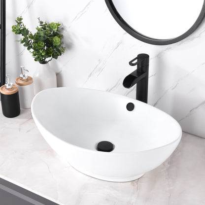 CS-004 Oval Bathroom Ceramic Vessel Sink Art Basin in White