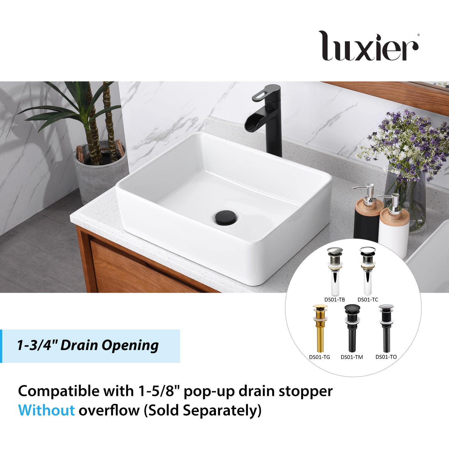 CS-013 Rectangular 19 in. Bathroom Ceramic Vessel Sink Art Basin in White