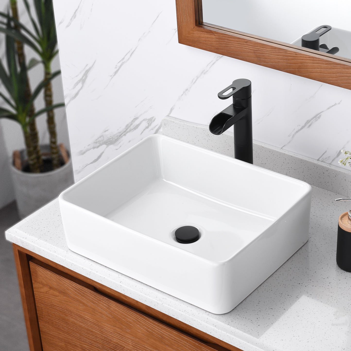 CS-013 Rectangular 19 in. Bathroom Ceramic Vessel Sink Art Basin in White